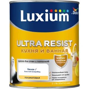 Краска для стен и потолков моющаяся Luxium Ultra Resist полуматовая цвет прозрачный база BC 0.9 л