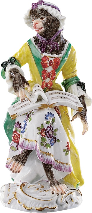 10532044 Meissen Фигурка 13см "Певица" "Обезьяний оркестр" Фарфор 
