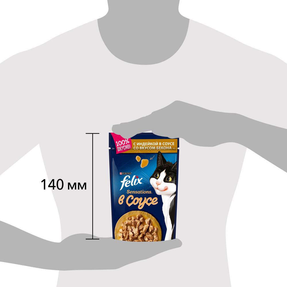 ПР0031785 Корм для кошек Sensations с индейкой в соусе со вкусом бекона, пауч 85 г FELIX  - Вид №9