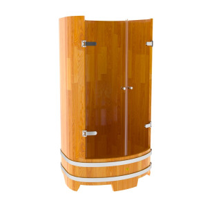 2127 Душевая кабина со стеклянными дверцами (лиственница натуральная сращенная) Alyarus