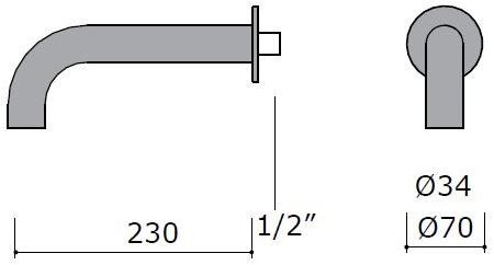 MINA Смеситель для умывальника из нержавеющей стали настенный на 2 отверстия с аэратором Dimensione74 sun-id-1381561 - Вид №2
