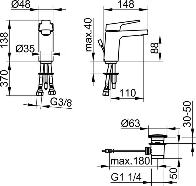 52704010000 Однорычажный смеситель для умывальника 90 KEUCO Collection Moll - Вид №2