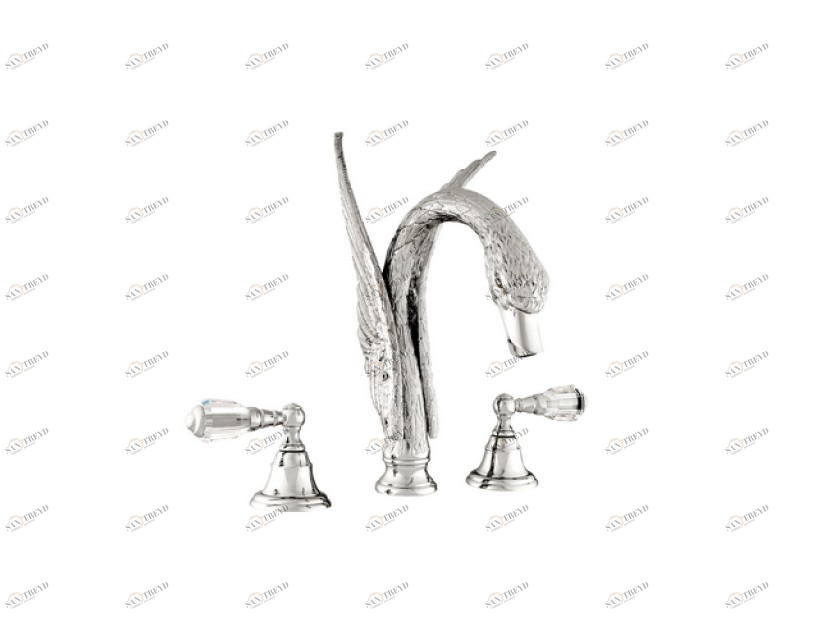 039651.D00.50 Раковина с тремя отверстиями и кристаллами Swarovski Яркий хром Mestre Swan