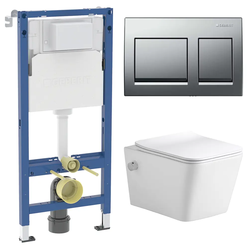 Комплект инсталляции Geberit Alpha с унитазом тип ободка открытый Glory клавиша Geberit Alpha хром STLM-2031578