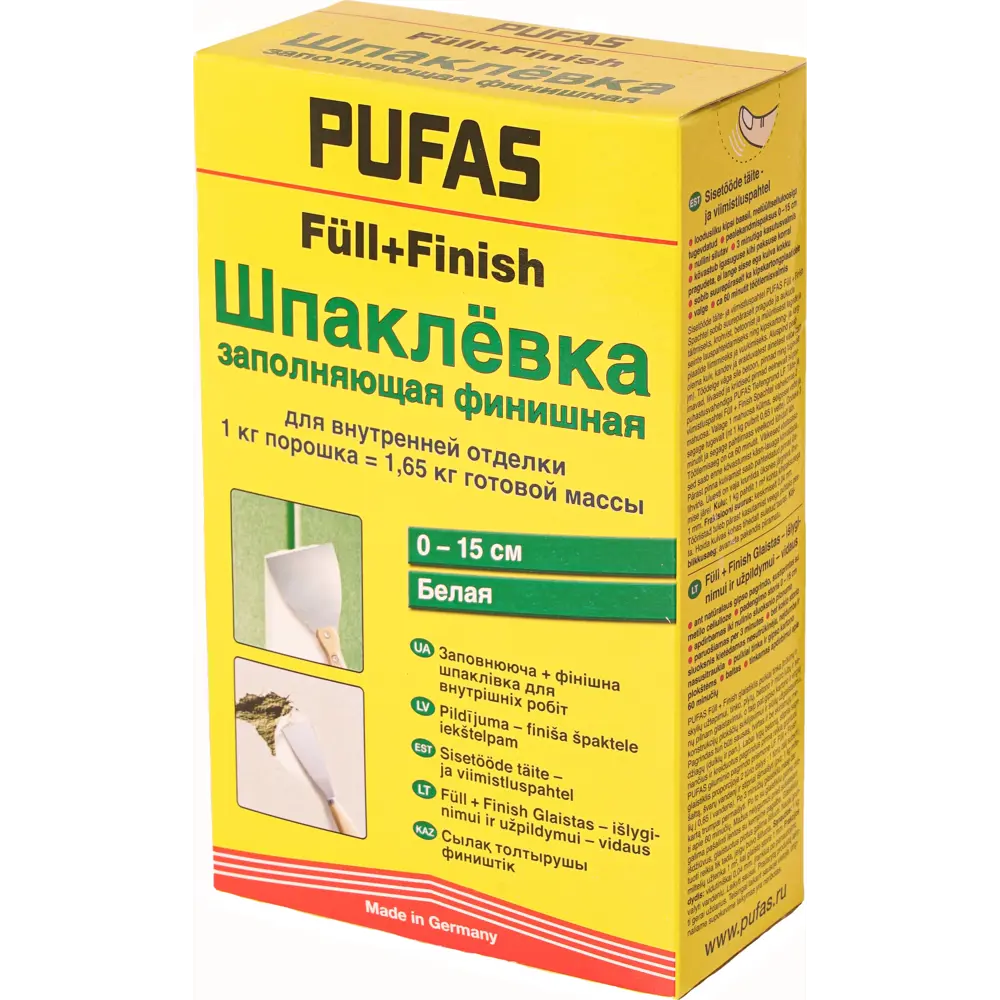 Шпаклёвка финишная Pufas Full Finish белая 1 кг 13175598 STLM-2186604 Full + Finish