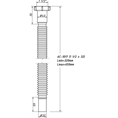 Гибкая труба 1 1/2х32 L-650мм АС-1017 (О) АС-1017 ОРИО 151652 - Вид №1