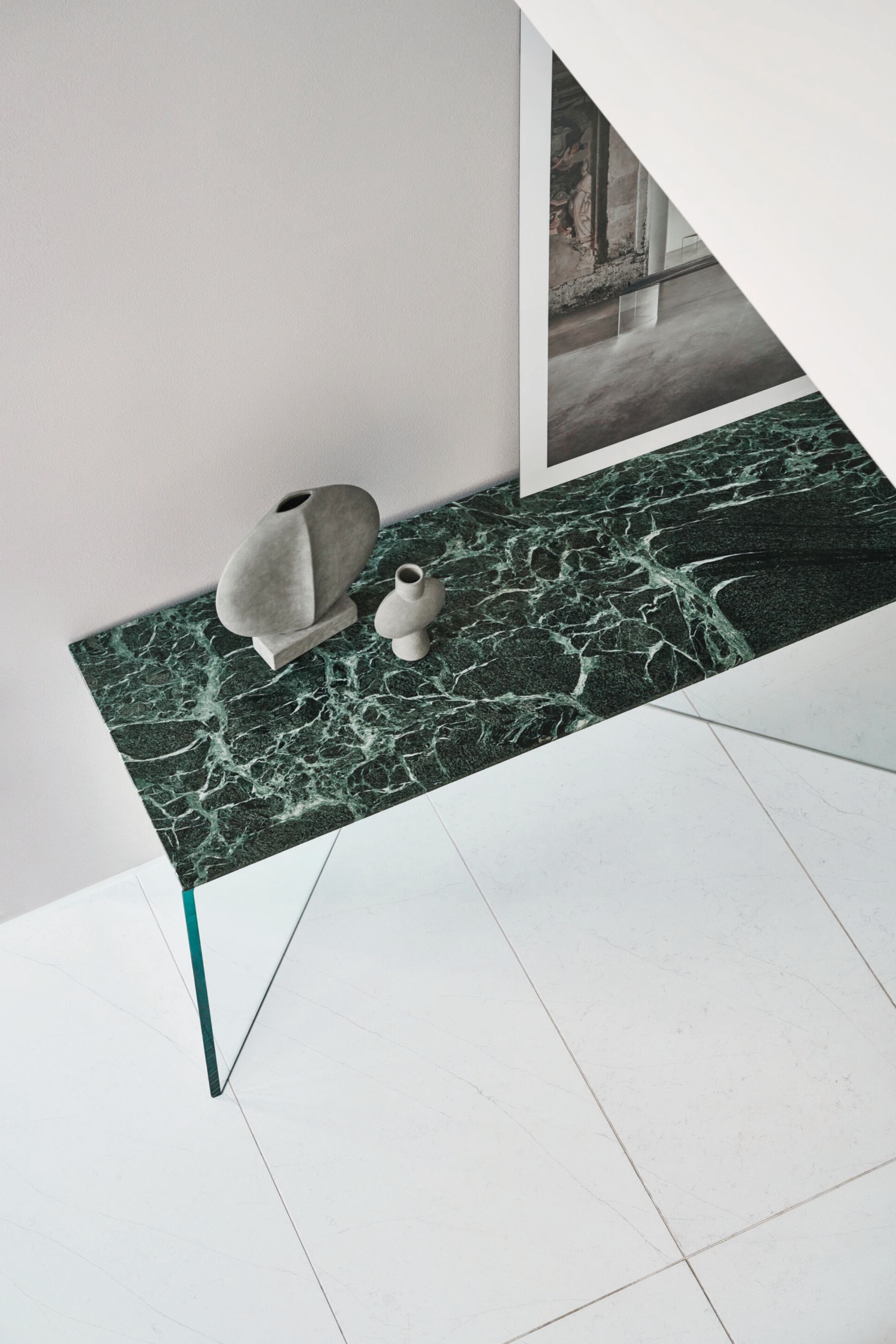 Прямоугольная консоль из мрамора и стекла Marmo Arredo Киль ARCH-00149113 - Вид №2