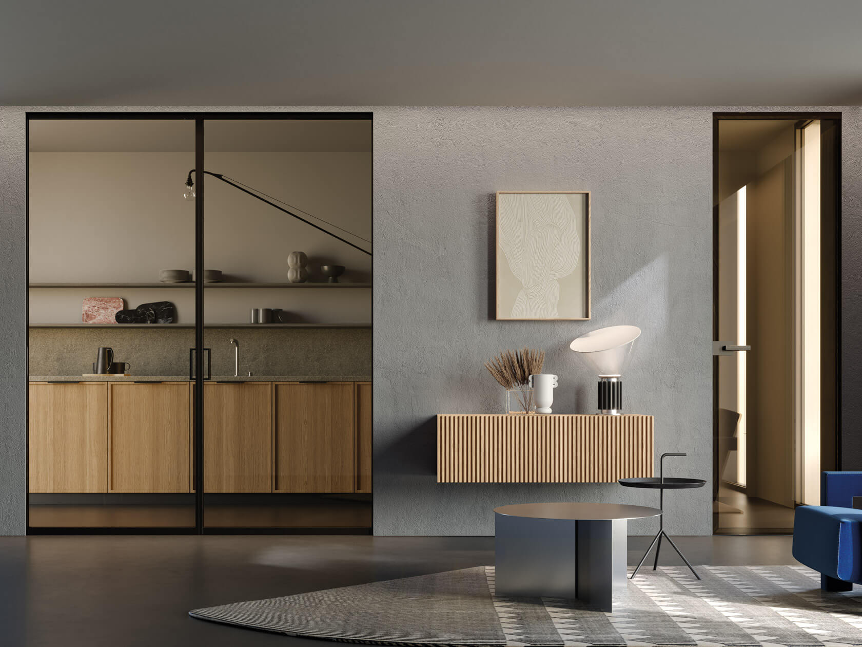 Стеклянная и алюминиевая панель для распашных дверей Eclisse дверные панели ARCH-00014061 - Вид №2