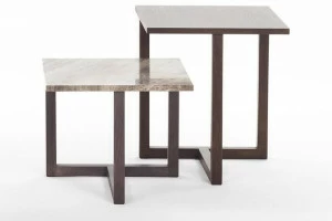 Marelli Квадратный журнальный столик из мрамора и дерева