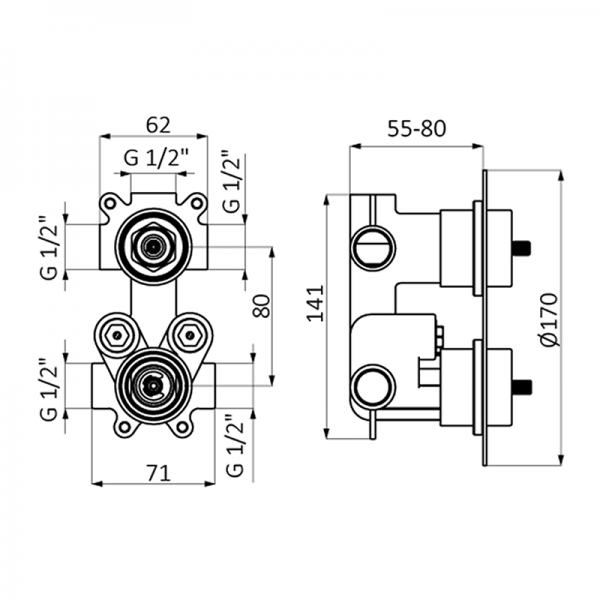 Смеситель для душа AURA GRB MIXERS 75130717 - Вид №1