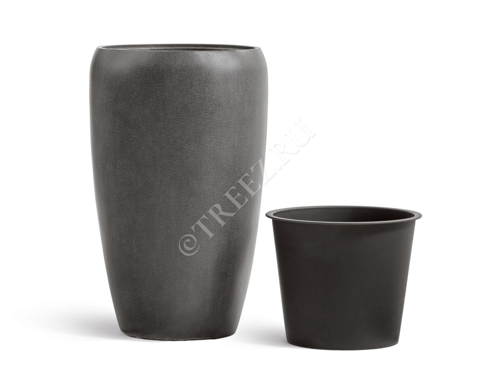 41.3321-02-070-GR-51 Кашпо  Effectory - серия Beton - Высокий округлый конус - Тёмно-серый бетон Цветочная коллекция  - Вид №2