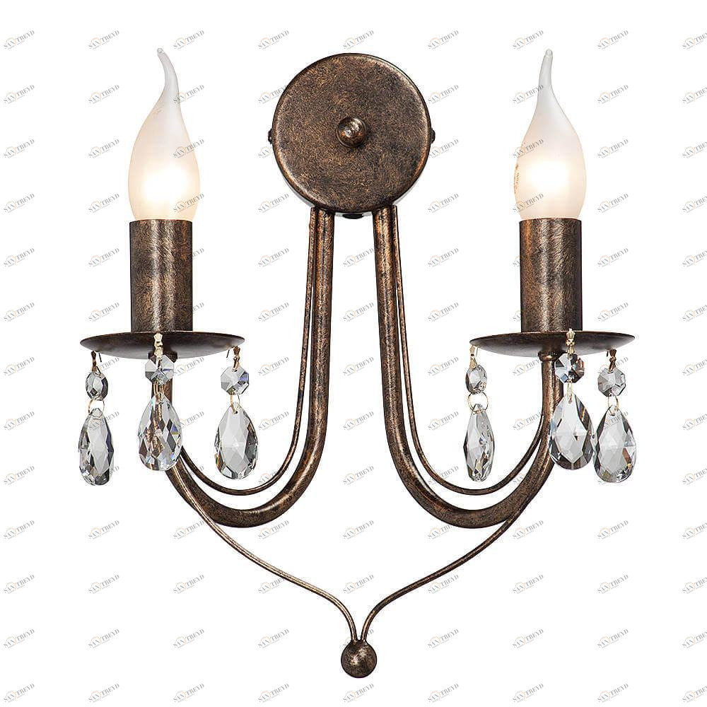 Бра металлическое на 2 лампы бронзовое Vitaluce V1253/2A VITALUCE СВЕЧА 00-3931400 Бронза 