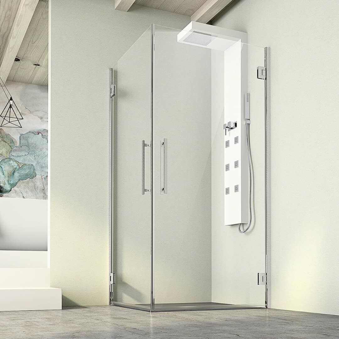 Стальная и стеклянная угловая душевая кабина с распашной дверью CSA Box Doccia SONIA ARCH-00064753 - Вид №1