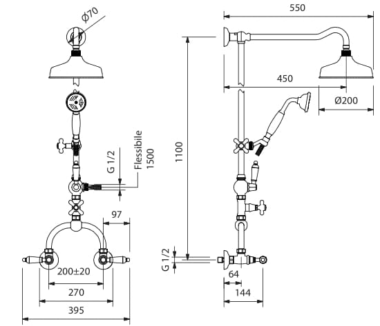 Настенная душевая колонна с ручным душем Park Avenue Caruso ARCH-00075521 - Вид №2