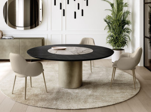 Круглый стол с керамическим и деревянным верхом