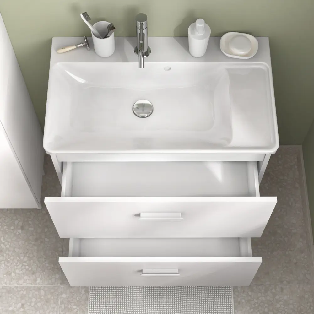 Тумба под раковину Sensea Easy 70 см напольная с двумя ящиками цвет белый STLM-2126855 - Вид №4