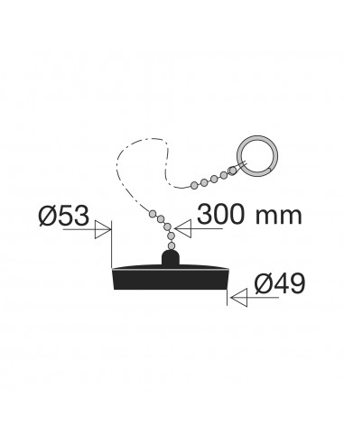 028300 005 01  Стопор цепи черный, в комплекте разрезное кольцо, длина 300 мм, длина 49/53 мм Valentin Чернить  - Вид №2