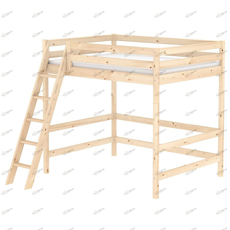 Кровать Flexa Classic высокая односпальная с наклонной лестницей, лакированная, 200 см 9010623101