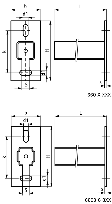 66036825 Монтажные профиля BIS RapidRail® Консоли стеновые (BUP1000) монтаж к стене или перекрытию WALRAVEN  - Вид №1