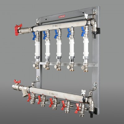 VT.GPM.06S04.L6 Узел этажный для поквартирного учета тепловой энергии Valtec 1", 6 вых., ввод слева  - Вид №1