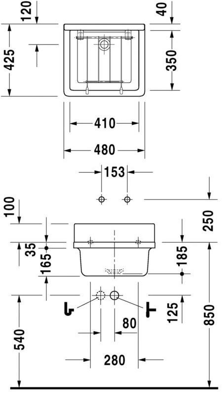 031348 Подвесная раковина настенная овальная Duravit Starck 3 белая - Вид №1