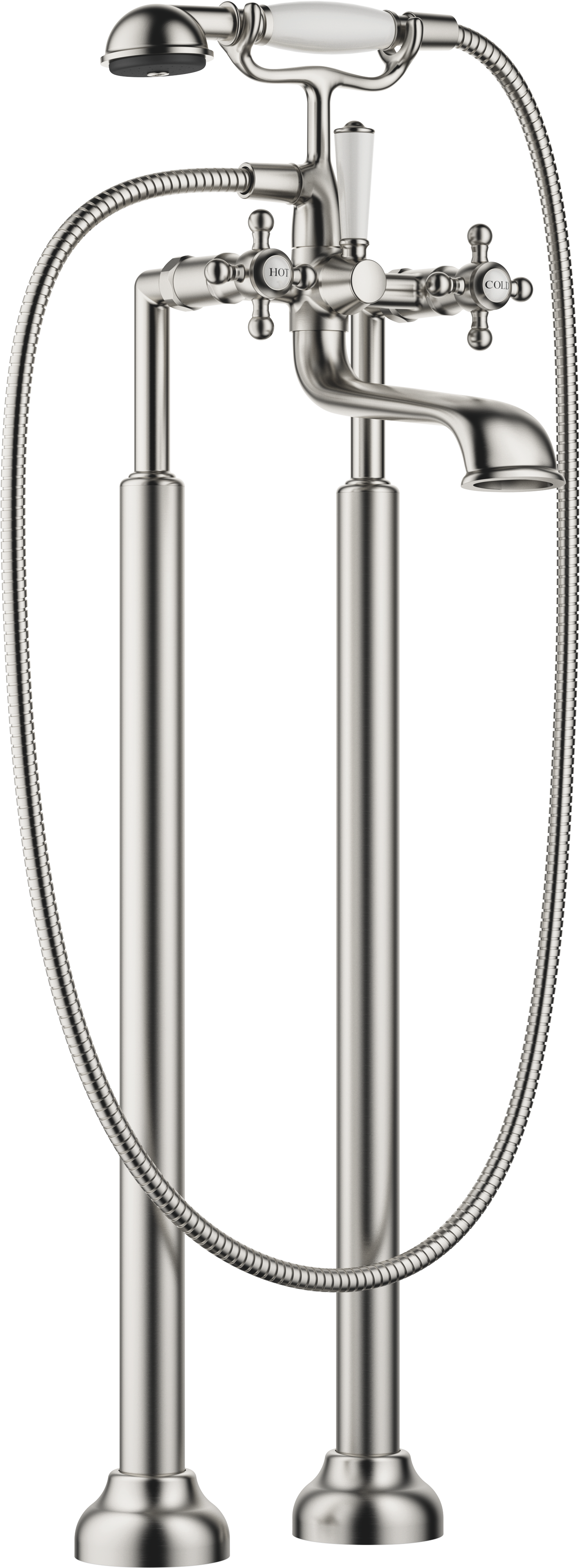 MADISON Смеситель для ванны, на два отверстия, отдельностоящий, с ручным душем - матовая платина