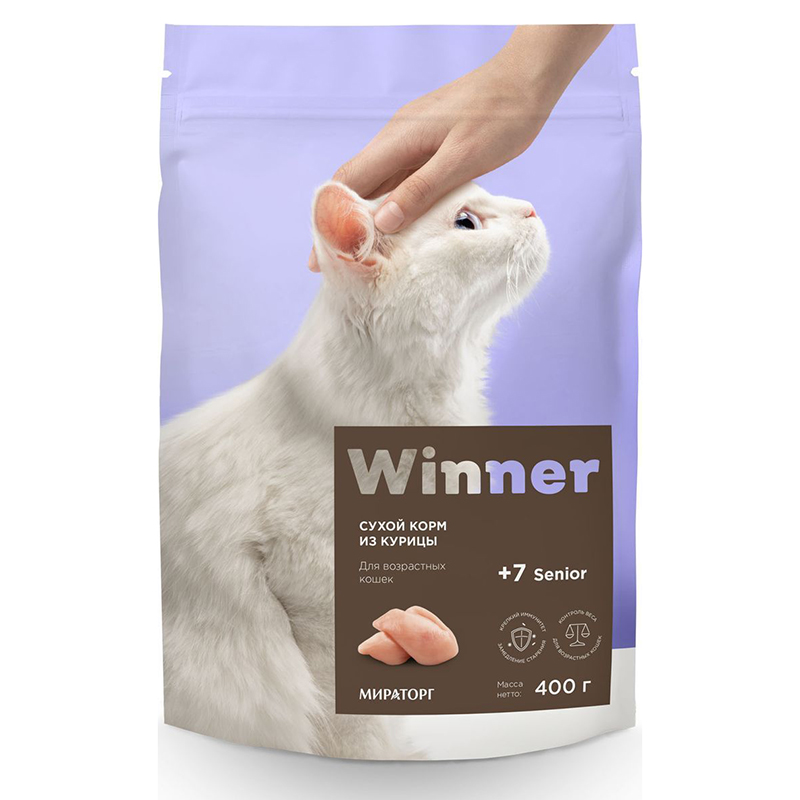 ПР0051216 Корм для кошек для пожилых курица сух. 400г Winner 