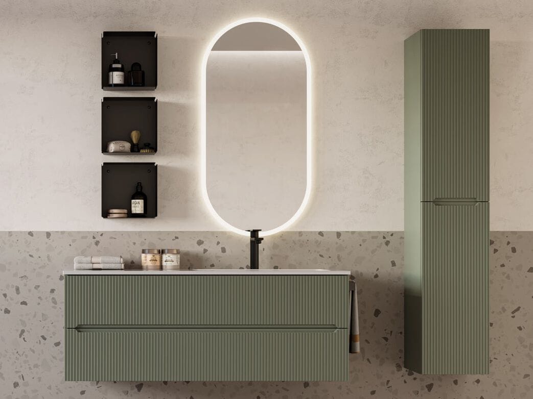 Деревянный подвесной шкаф с одной раковиной со встроенной раковиной LEGNOBAGNO Verso ARCH-00023415