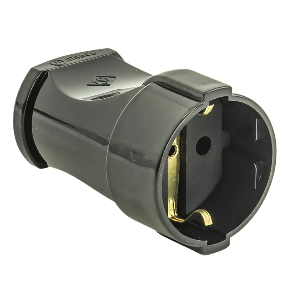 Розетка чёрная c заземлением Makel 220 В 10376087 STLM-2151169 