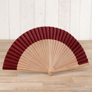 W193.24 Веер из ткани и дерева, 6 единиц. Dekoraniaevents Bodas Гранат