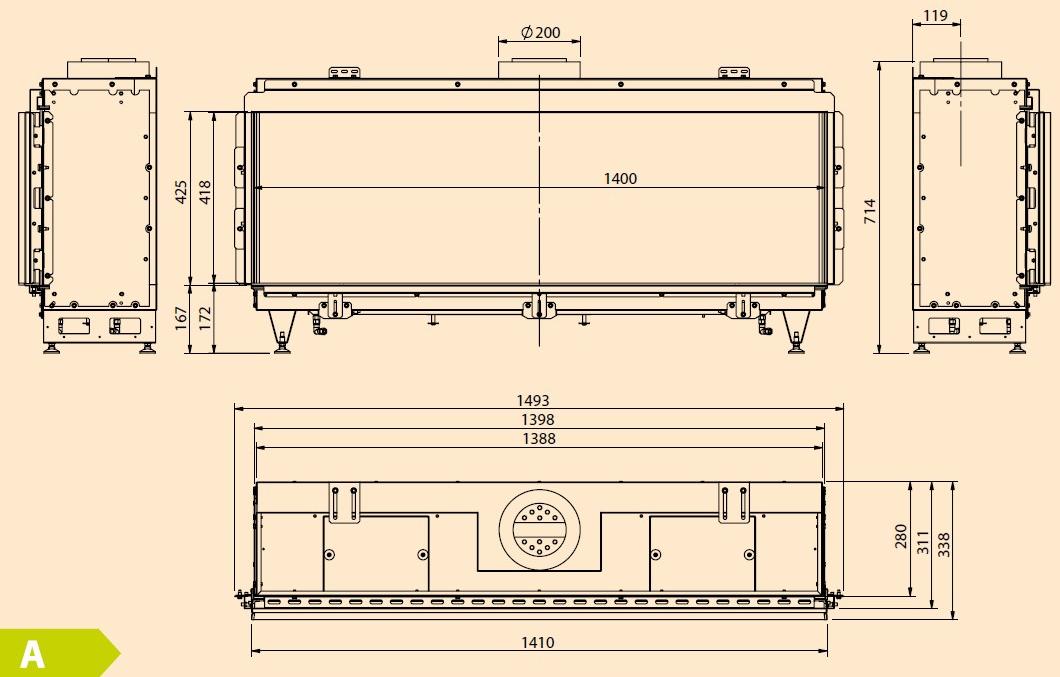 Element4 Настенный газовый стальной камин с панорамным остеклением sun-id-1440586 - Вид №8