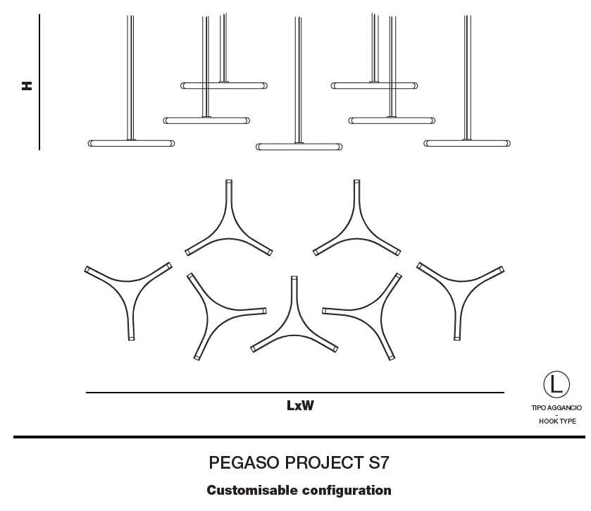Подвесной светильник из алюминия и кованого стекла Euroluce Lampadari Pegaso ARCH-00043886 - Вид №3
