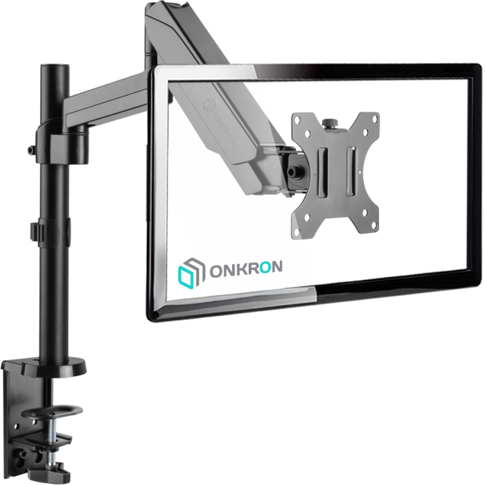 ONKRON G70 BLACK Кронштейн для монитора / 13-34" макс. 100*100, струбцина, наклон -35º+35º поворот 360º, вылет от основание 0-534мм, макс.перемещение по вертикали 0-600мм, кабель-канал, пружина, нагрузка 1-8кг ONKRON Santreyd 