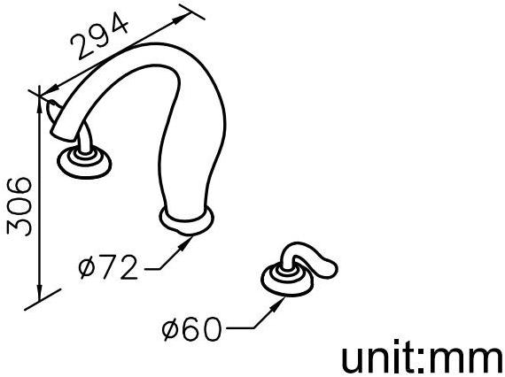 JUSTIME Смеситель для кухни из хромированной латуни на 3 отверстия с поворотным изливом Ether 6781-98-80cp - Вид №3