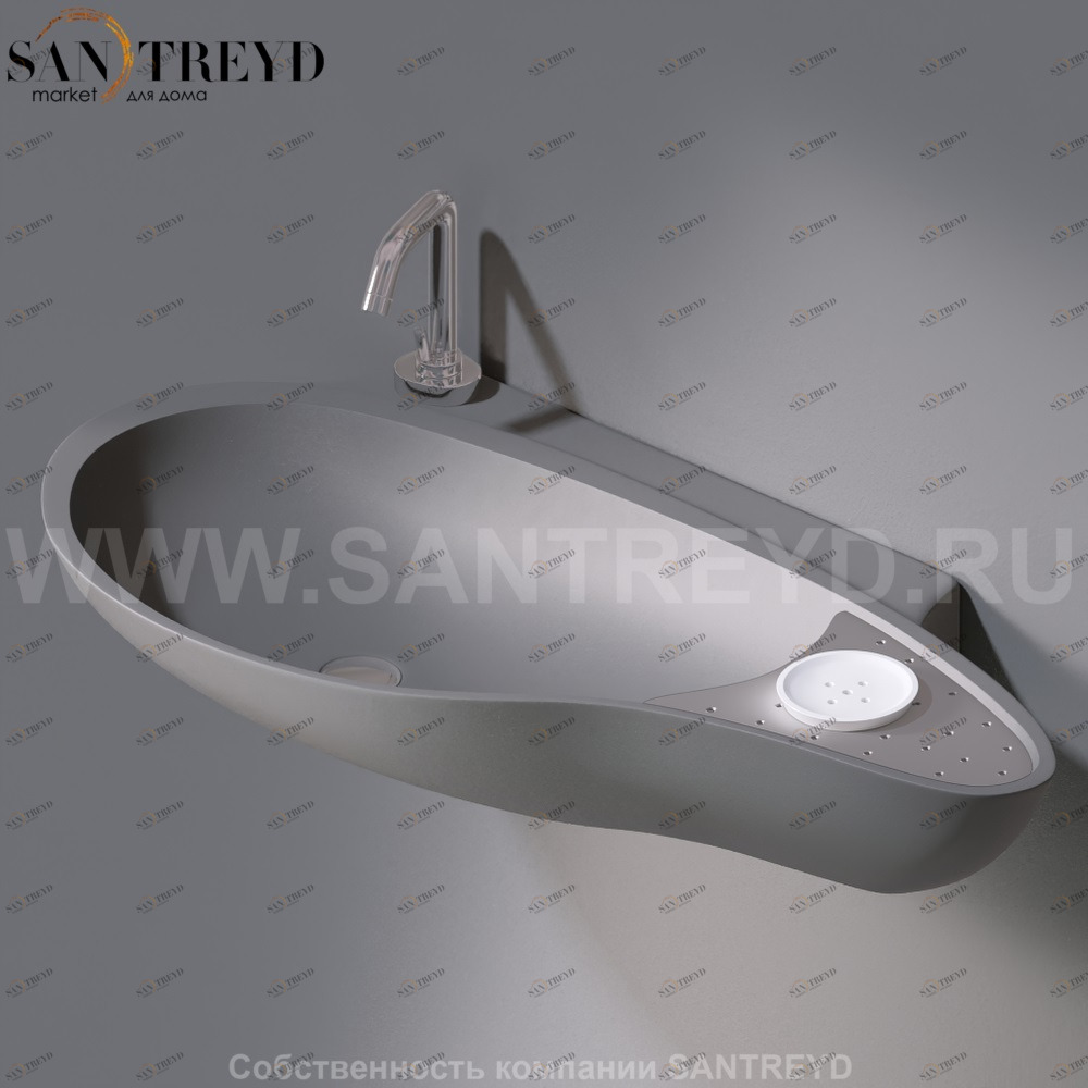 L235T0R1V4..116 Подвесная раковина настенная овальная A. e T. Italia SPOT серая AeT ITALIA ACCENT L235T0R1V4.116