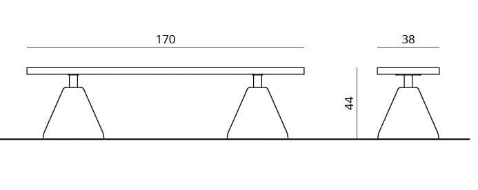 Алюминиевая скамья без спинки с коническим основанием Urbantime Вечнозеленый.040 ARCH-00130534 - Вид №3