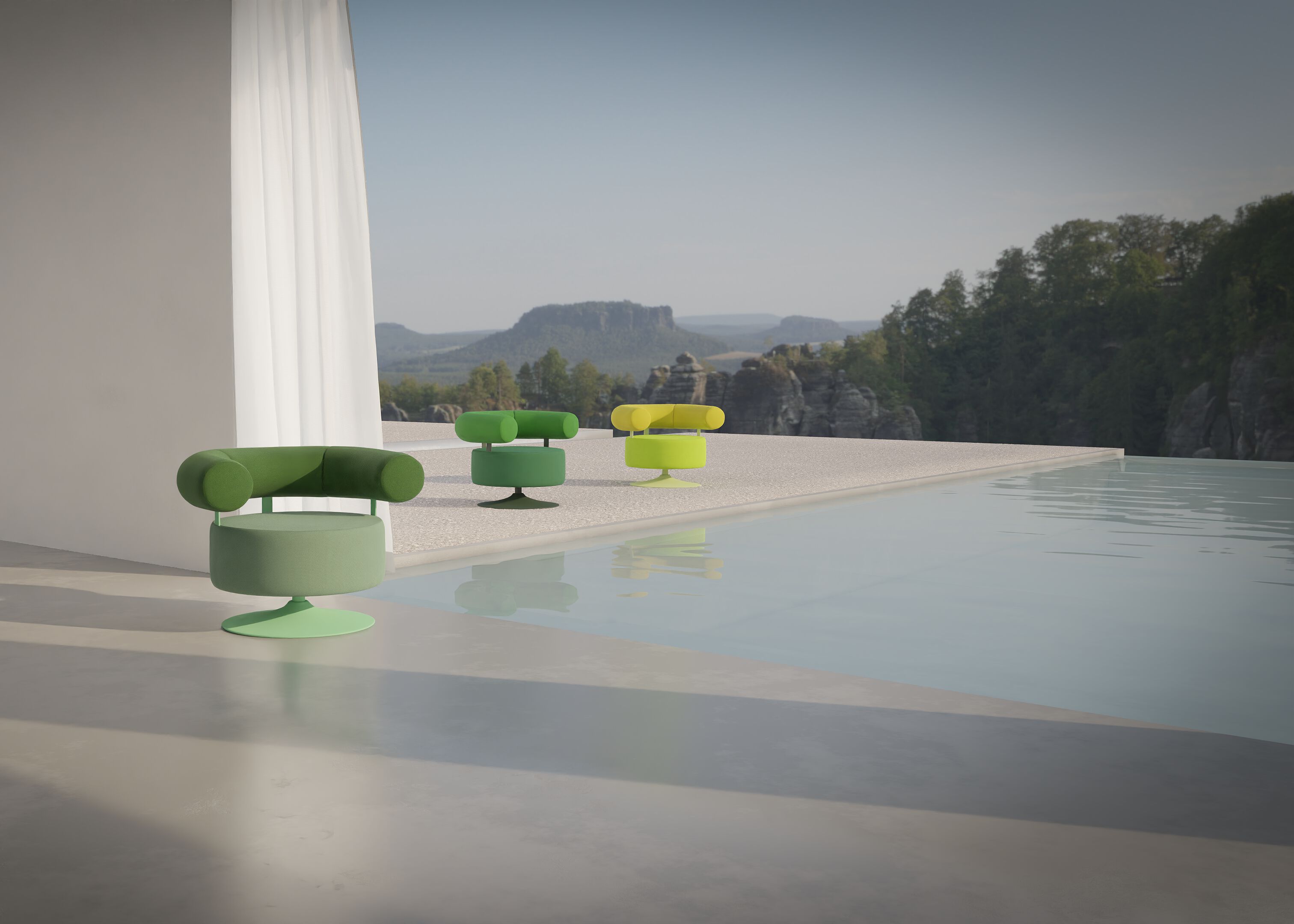 Ткань поворотный стул с подлокотниками Branca Lisboa GOMO ARCH-00053643 - Вид №11