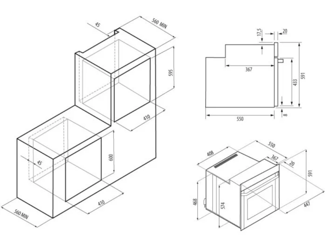 5491754 Электрический духовой шкаф KRONA ESTERO 45 BL черный KRONA1 STDN-0135879 - Вид №8