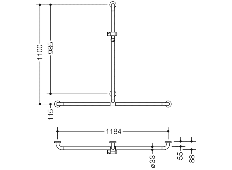 801.35D430 Поручень для душа Active+ с выдвижным держателем для душа HEWI Greifen  - Вид №1
