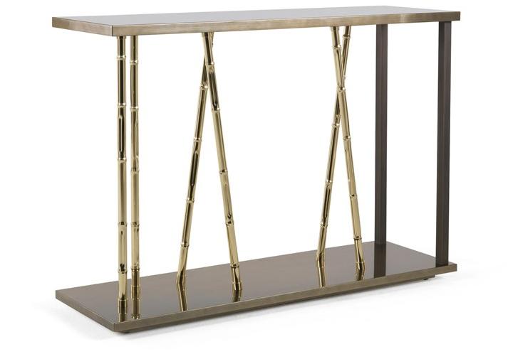 ETRO Home Interiors Прямоугольная консоль из эвкалипта и металла Taxila E.tax.521.a - Вид №1