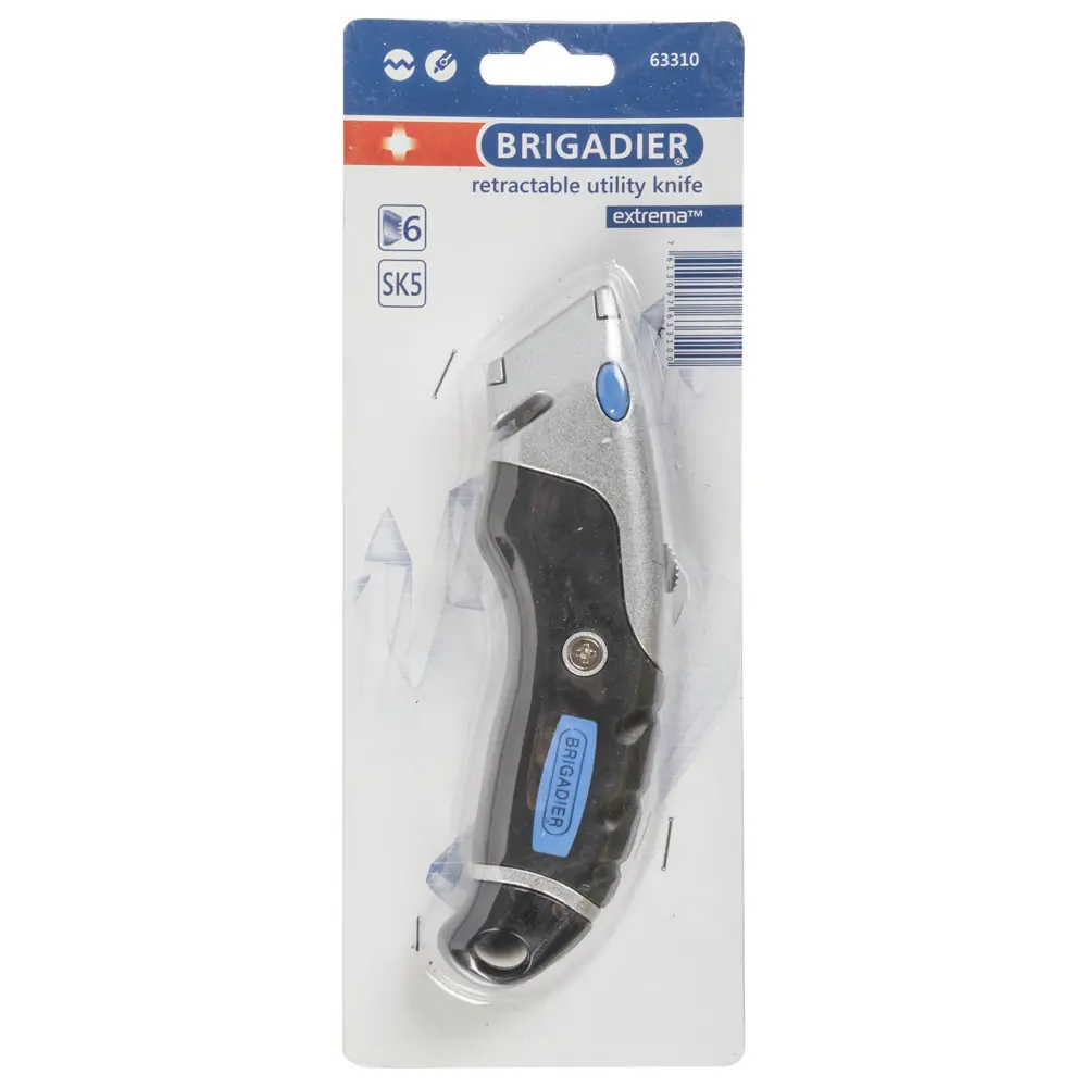 Нож 18 мм двухкомпонентная ручка 4 лезвия BRIGADIER STLM-2098610 - Вид №1