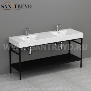 924631 Cento напольная структура из стали, с металлической полкой черной матовой 140 см Kerasan Cento Италия