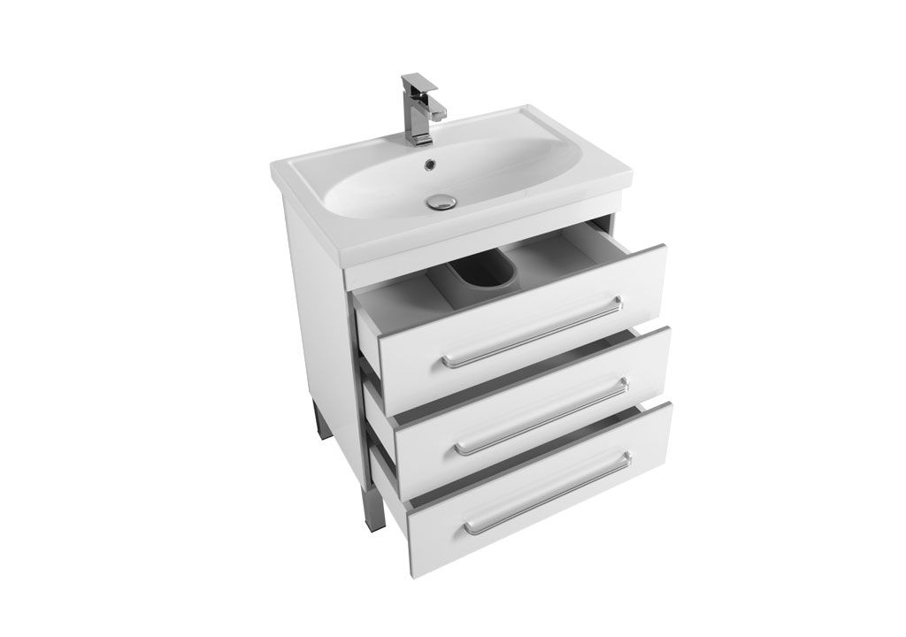Мебель для ванной Aquanet Сиена 70 белый (напольный 3 ящика) 00196502 - Вид №3