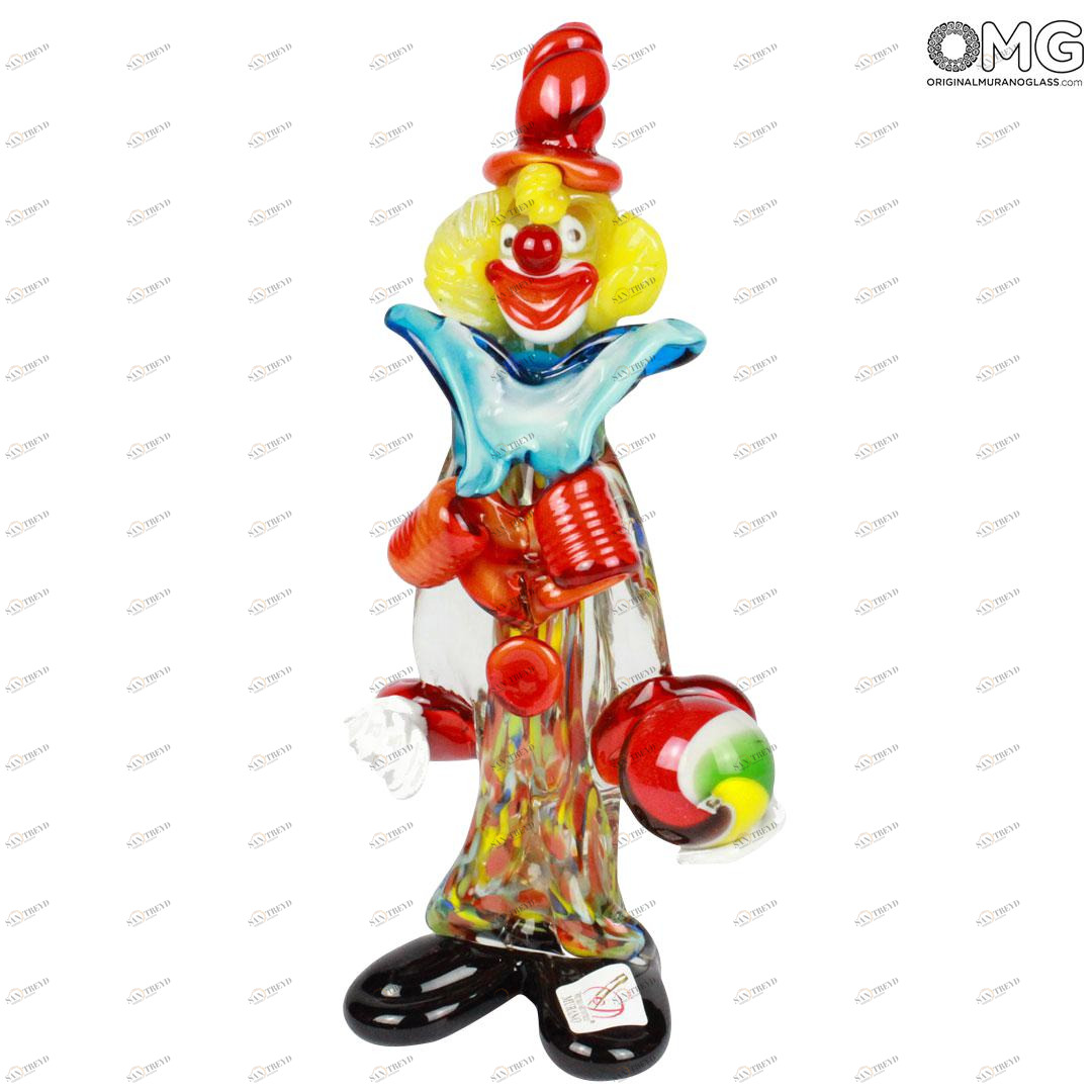 831 ORIGINALMURANOGLASS Статуэтка Клоун играющий в боулинг - муранское стекло OMG 12 см 