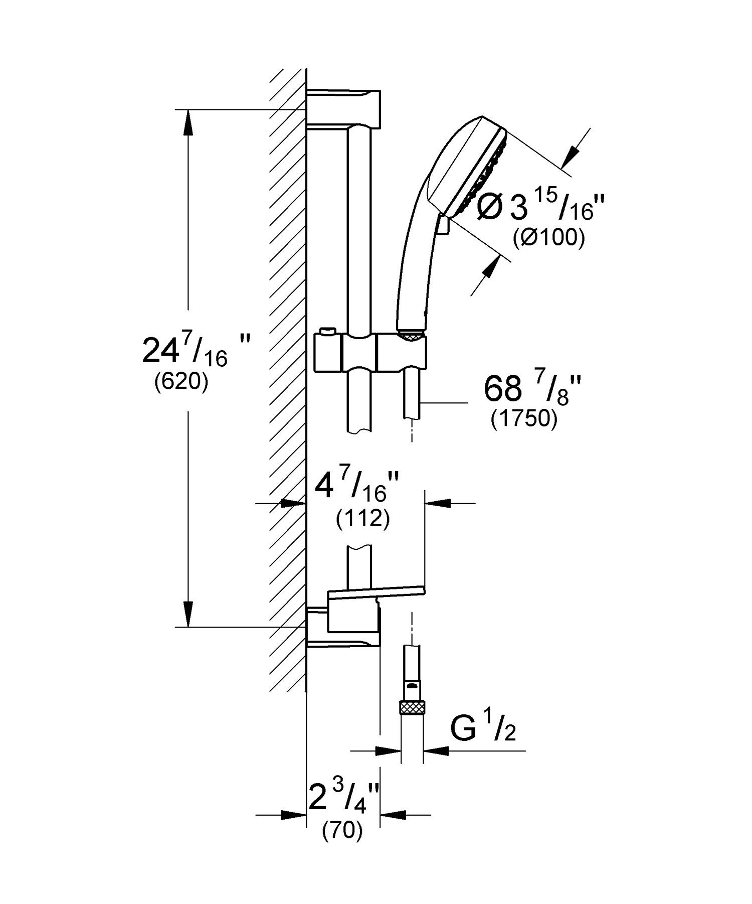 Подъемный стержень с гибким Grohe Storm Cosmopolitan 100 ARCH-00009912 - Вид №3