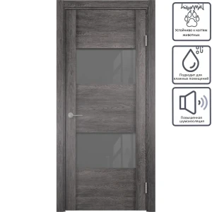 Дверь межкомнатная остеклённая с замком в комплекте Квадро 200x90 см ПВХ цвет серый