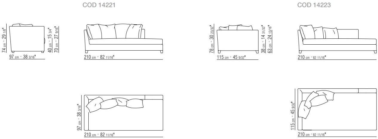 Flexform Дормез со съемным чехлом из ткани Victor sun-id-1510825 - Вид №2