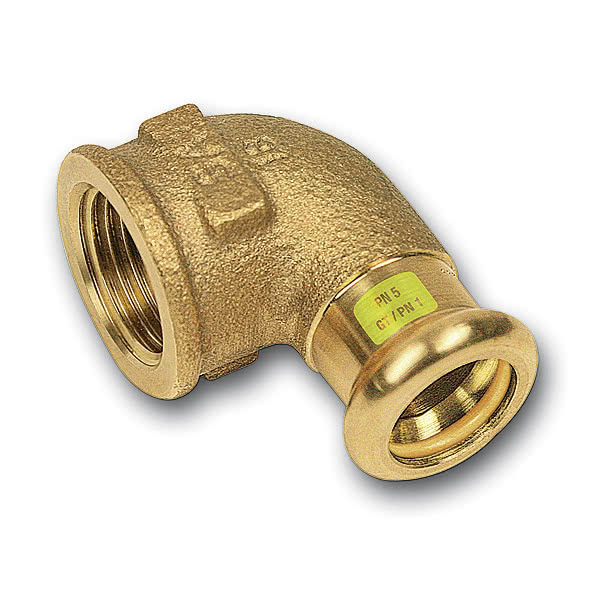 111090281 SANHA 11090G пресс-фитинг газ, бронза, угловой переход ВПр-ВР 28x1 мм  - Вид №1