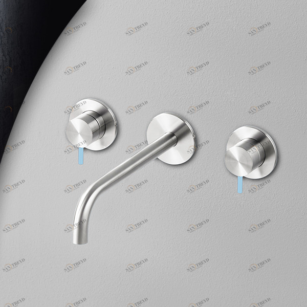 Смеситель для раковины сталь глянцевая с голубой ручкой Toki Radomonte TKI29LCIL27