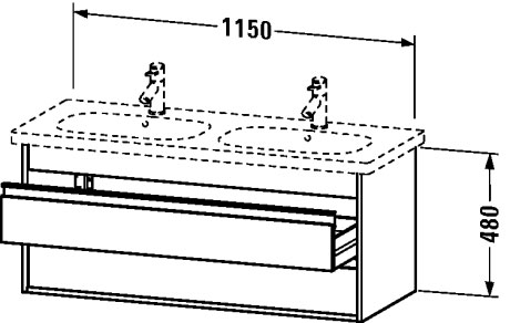 KT664907575 Тумбочка подвесная Ketho #KT6649 1150 x 455 мм Лен, декор Duravit - Вид №1